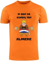 Ik ben de Koning van Almere Oranje Heren T-Shirt | Koningsdag | City | Shirt