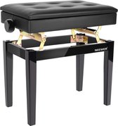 Pianokruk - Kruk - Piano - Verstelbare Houten Piano Bench - Zwart Solo Seat - Lederen Kussen - Massief Hard Hout