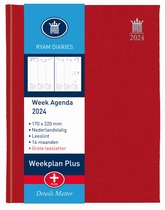 Ryam | Bureau agenda | Weekplan Plus Wit NL Mercury | 2024 | Genaaid gebonden | 170 x 220 mm | 14 mnd | Rood |