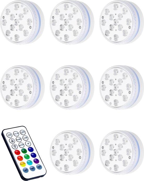 Zwembad Verlichting – Onderwater Lamp – 16 Kleuren - Inc. Afstandsbediening - 8 Stuks