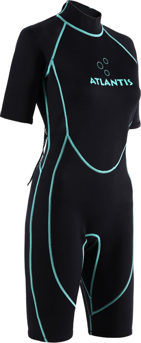 Atlantis 2mm Adventure Shorty - Wetsuit - Dames - Zwart/Turquoise - 14