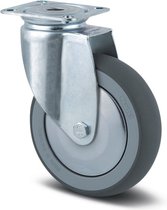 TENTE - Roulette pivotante 2470 PJH 125 non freinée - 125mm - Argent - Avec platine de fixation - Double roulement à billes avec protection fil - 200kg