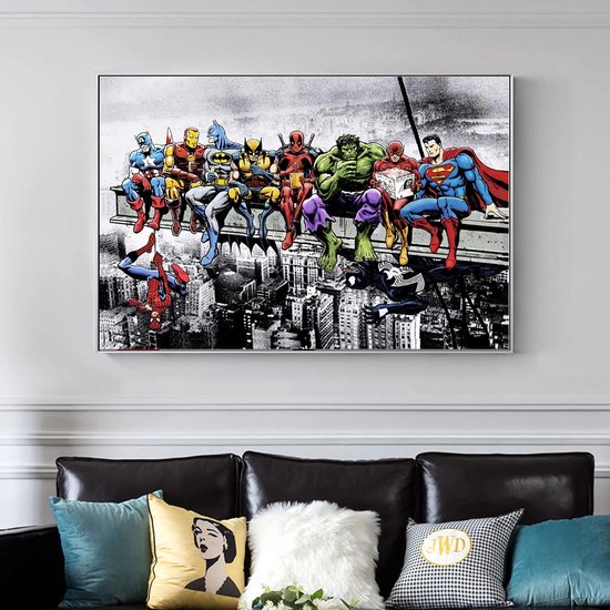 Disney Marvel Avengers Superhero Canvas - Luxe Wall Art Print Poster Schilderij Voor Woonkamer Slaapkamer - Esthetische Muur Foto - Home Decoration - 60 cm x 90 cm Zonder Frame - Geen Lijst