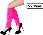 5x Paar Beenwarmers pink/roze - Clarcke - Festival thema Been warmer feest disco fun kleding accesoires