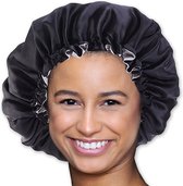 Zwarte Satijnen Slaapmuts AfricanFabs® / Hair Bonnet / Haar bonnet van Satijn / Satin bonnet / Afro nachtmuts voor slapen (1 stuks)