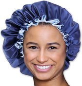 Blauwe Satijnen Slaapmuts AfricanFabs® / Hair Bonnet / Haar bonnet van Satijn / Satin bonnet / Afro nachtmuts voor slapen