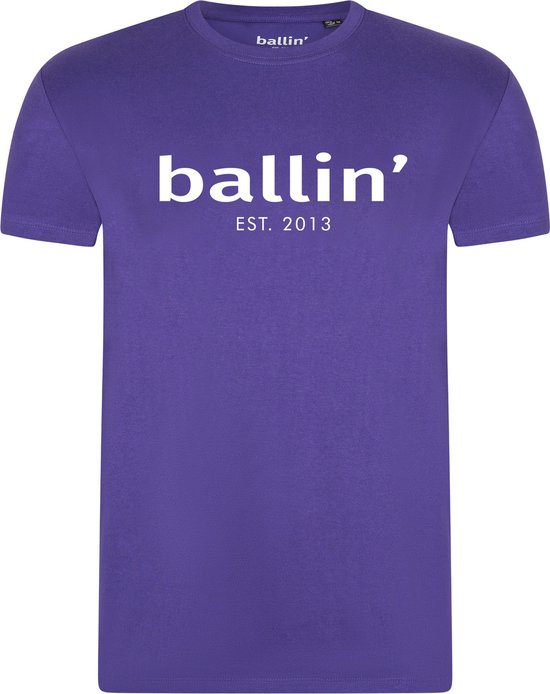 Heren Tee SS met Ballin Est. 2013 Regular Fit Shirt Print - Paars - Maat XL