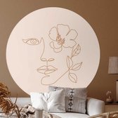 Behangcirkel 80cm Line art rose light - Wallz
