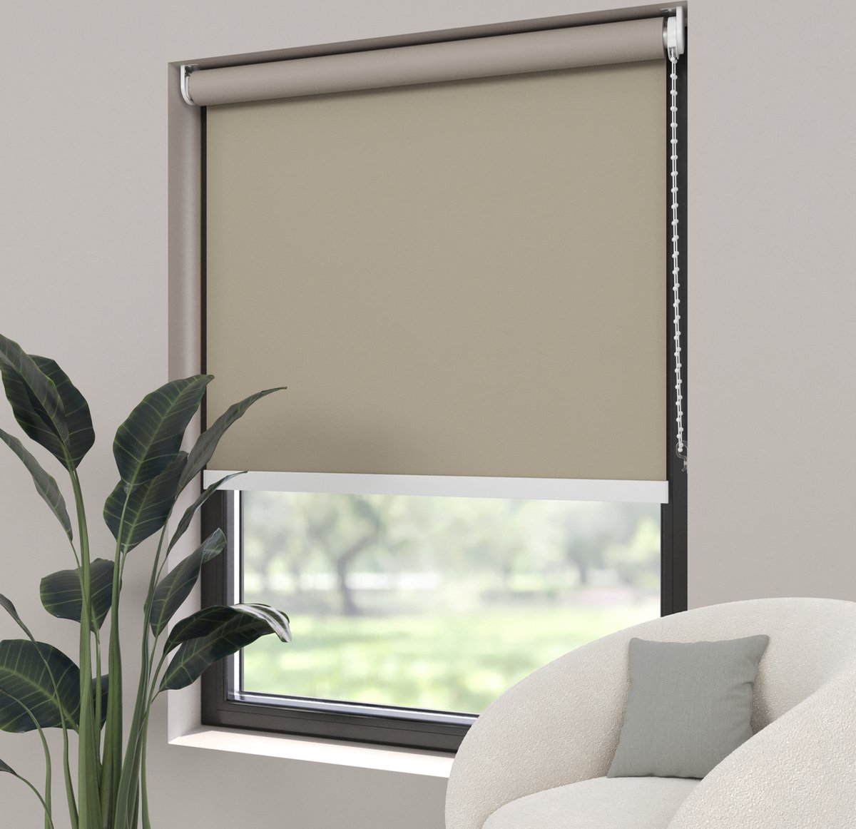 Dutchblinds Rolgordijn - verduisterend - Sand - 70x275cm - Raamdecoratie op maat