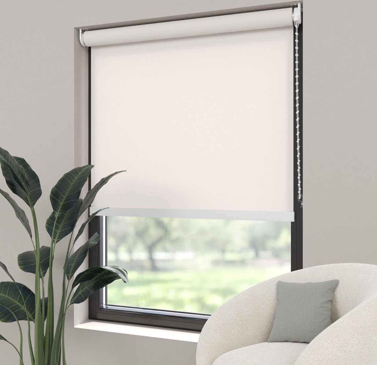 Dutchblinds Rolgordijn - lichtdoorlatend - Sneeuw Wit - 125x190cm - Raamdecoratie op maat