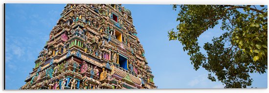 Dibond - Traditionele Kidangamparambu Sree Bhuvaneswari Tempel Vol met Kleurrijke Beelden - 60x20 cm Foto op Aluminium (Wanddecoratie van metaal)