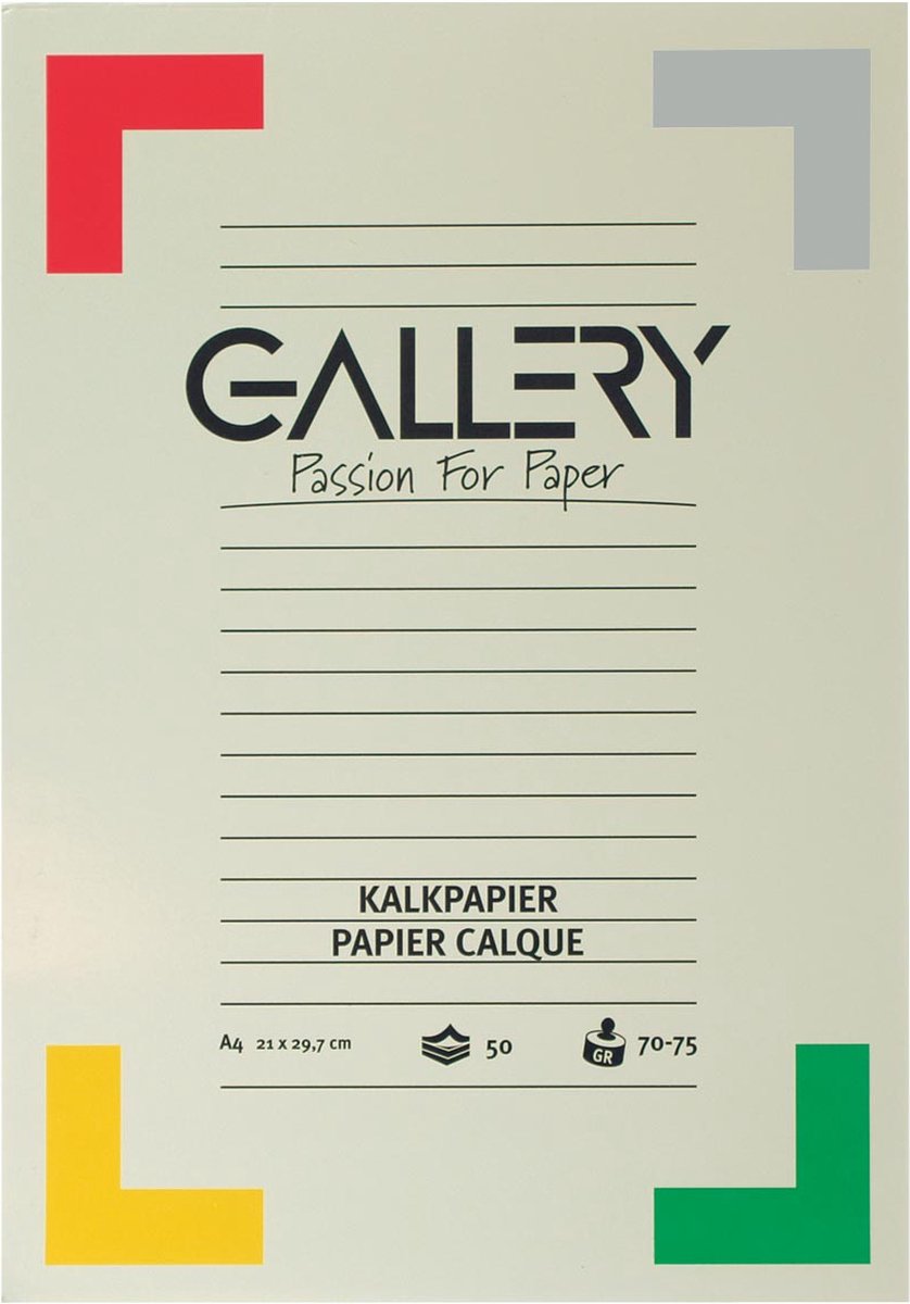 Gallery kalkpapier, ft 21 x 29,7 cm (A4), blok van 50 vel 10 stuks