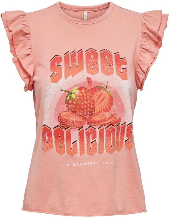 Only T-shirt Onllucy S/s Fruit Top Box Jrs 15295375 Coral Haze/sweet Dames Maat - L