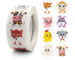 Beloning Stickers Boerderij Dieren | Oefenstickers, onderwijs, docent, kinderen, inpakken, motivatie | 500 stickers