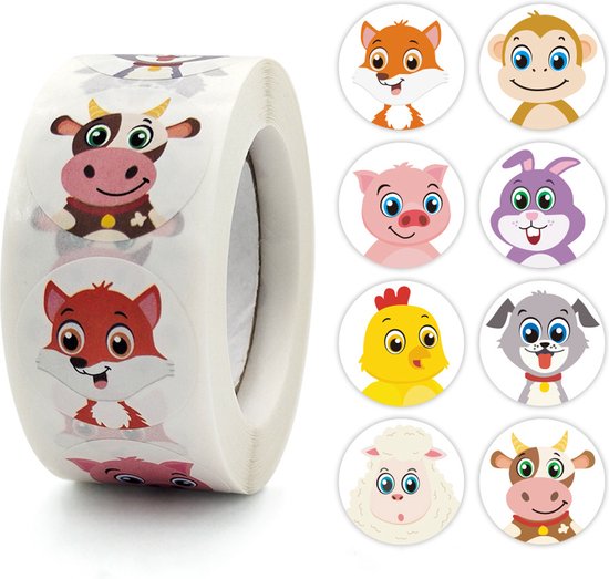 Beloning Stickers Boerderij Dieren | Oefenstickers, onderwijs, docent, kinderen, inpakken, motivatie | 500 stickers