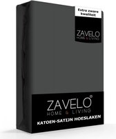 Zavelo Hoeslaken Katoen Satijn Antraciet - Lits-jumeaux (180x200 cm) - Soepel & Zijdezacht - 100% Katoensatijn