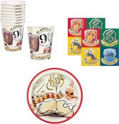 Harry Potter - Feestpakket - Kinderfeest - Verjaardag - Themafeest - Servetten - Bekers - Bordjes - Karton - Wegwerp.