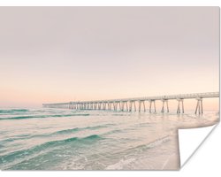Poster Zee - Strand - Brug - Natuur - Zonsondergang - 120x90 cm