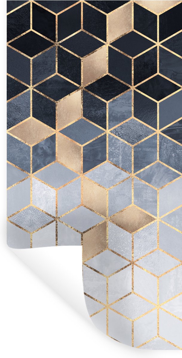 Muurstickers - Sticker Folie - Kubus - Goud - Luxe - Patronen - 60x120 cm - Plakfolie - Mu