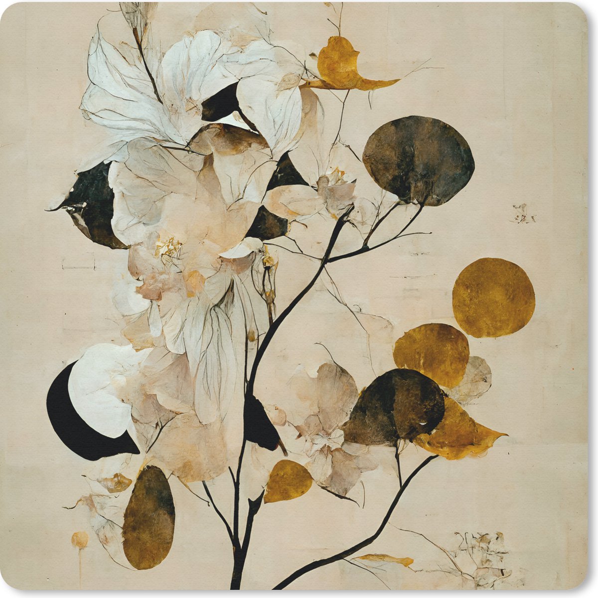 Muismat 30x30 cm - Mousepad Bloemen - Bladeren - Boom - Pastel - Muismatten