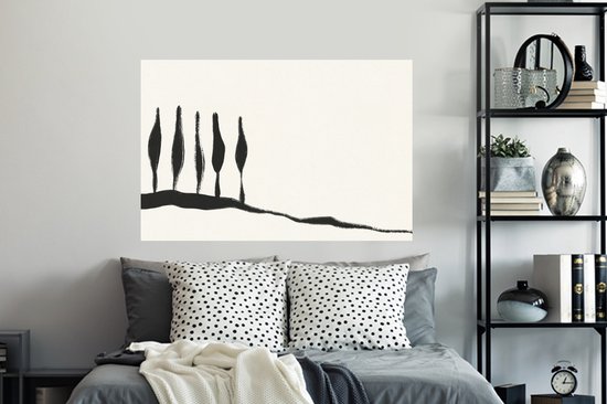 Stickers muraux - Film autocollant - Paysage - Abstrait - Zwart - Wit - 120x80 cm - Film adhésif - Stickers muraux chambre d'enfant - Papier peint autocollant - Papier peint autocollant - Film autocollant