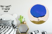 WallCircle - Wandcirkel ⌀ 140 - Bloem - Abstract - Blauw - Groen - Ronde schilderijen woonkamer - Wandbord rond - Muurdecoratie cirkel - Kamer decoratie binnen - Wanddecoratie muurcirkel - Woonaccessoires