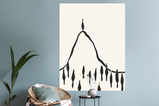 Stickers muraux - Film autocollant - Abstrait - Zwart - Wit - Paysage - 90x120 cm - Film adhésif - Stickers muraux Chambre d'enfant - Papier peint autocollant - Papier peint autocollant - Film autocollant