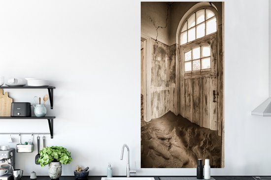 Stickers muraux - Sticker Foil - Maison - Sable - Porte - Architecture - 80x160 cm - Film Adhésif - Stickers muraux Chambre Enfant - Papier Peint Auto Adhésif