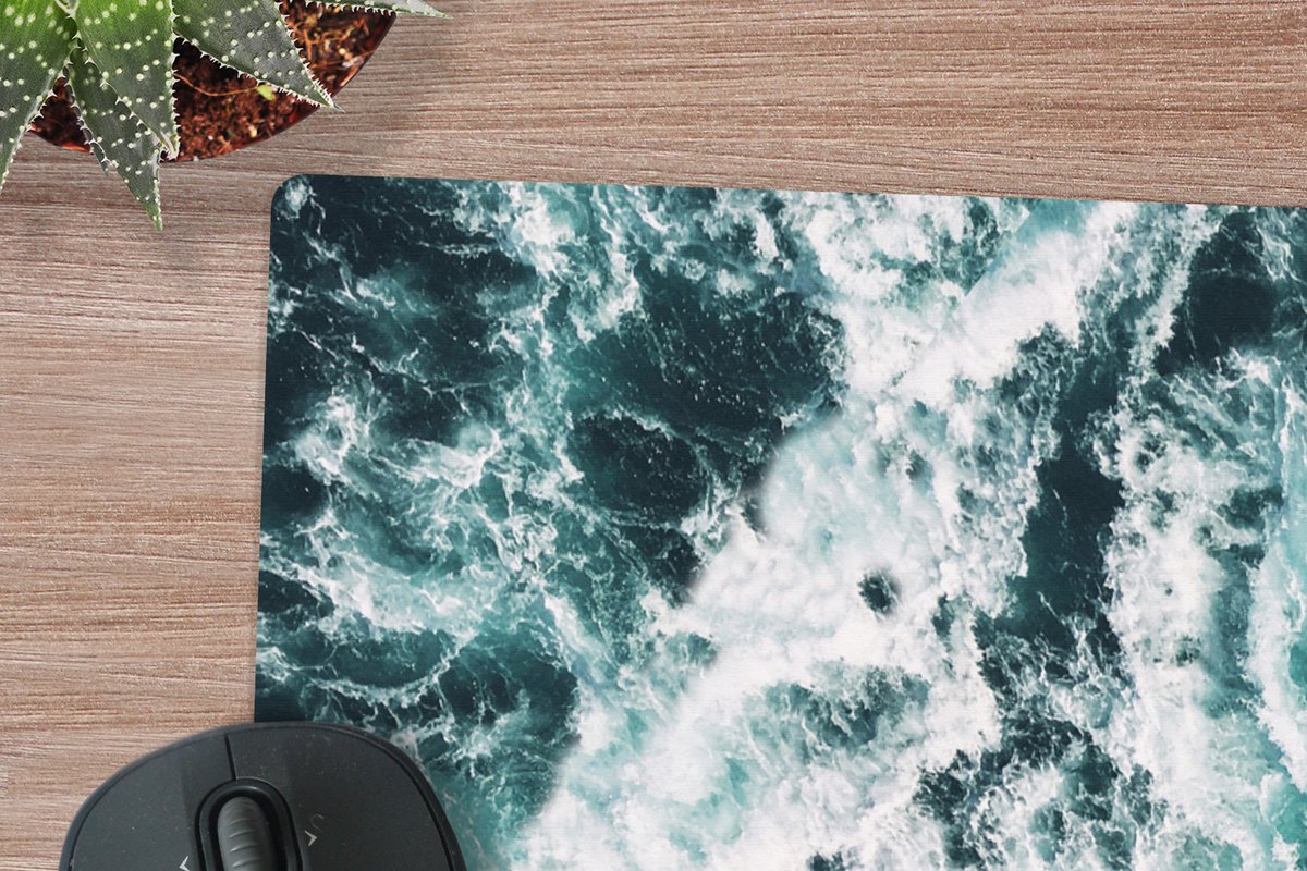 Muismat XXL 80x60 cm - Bureau onderlegger - Bureau mat Zee - Blauw - Natuur - Water - Bureaumat - Gaming mousepad xl - Bureaulegger groot - Computer deskmat
