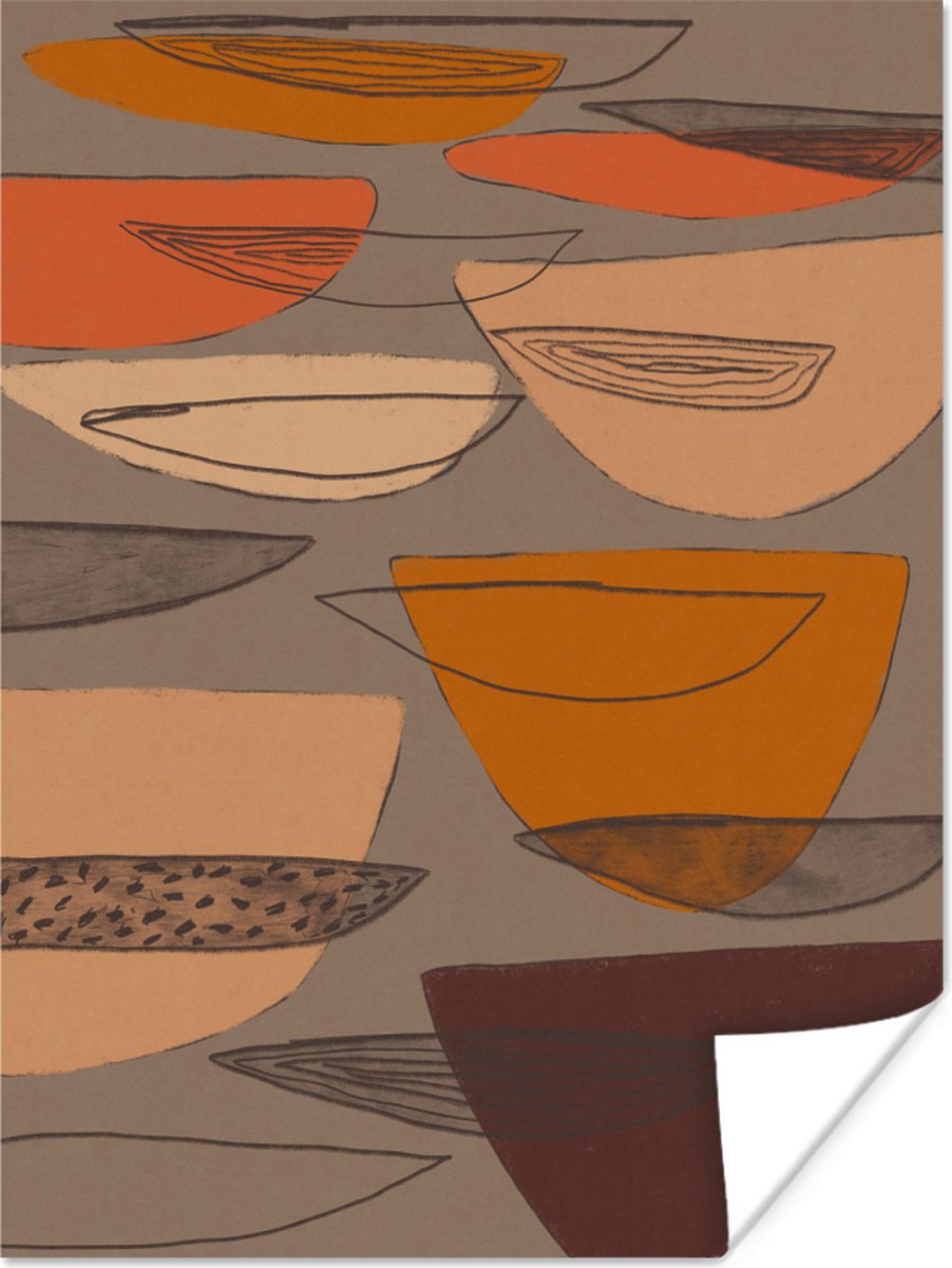 Poster Abstract - Vintage - Vormen - Pastel - 60x80 cm