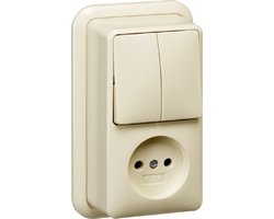 Gira Combinatiestopcontact Serie met Montageplaat Crème Wit - 047510 - E3DKZ
