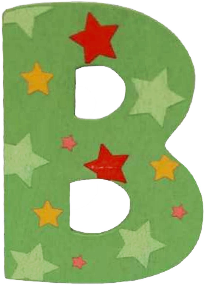 Decoratieletter - B - Hout - 7cm - Groen