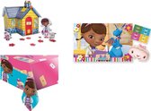Doc McStuffins - Speelgoed dokter - Feestpakket - Kinderfeest - Verjaardag - Themafeest - Tafelkleed - Tafeldecoratie set - Party game.