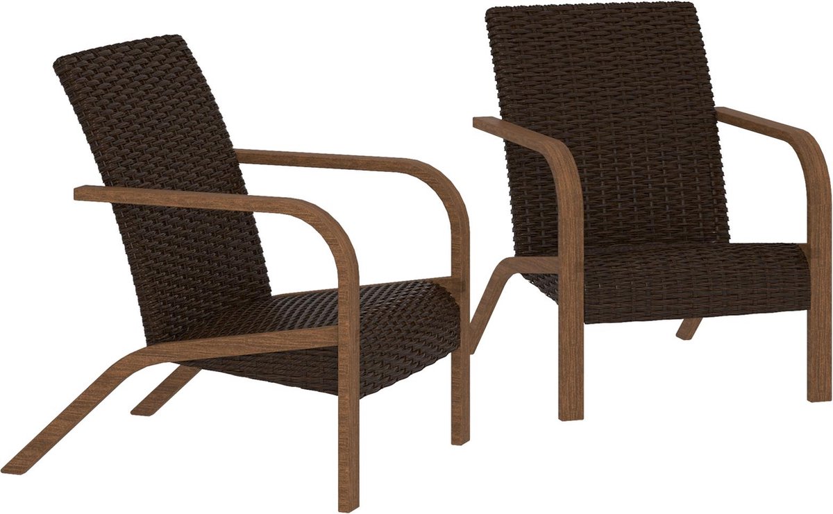 Lounge stoelen set van 2 in hars donkerbruin