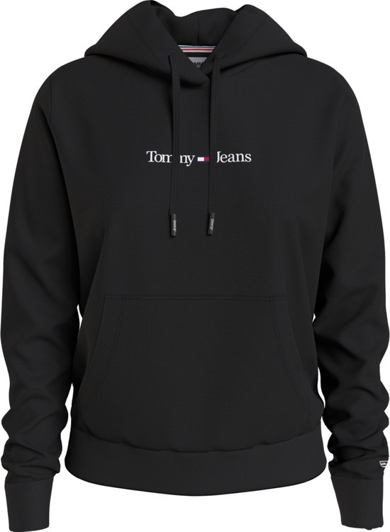 Tommy Jeans - Sweats à Sweats à capuche pour femmes Reg Serif Linear Hoodie - Zwart - Taille XL