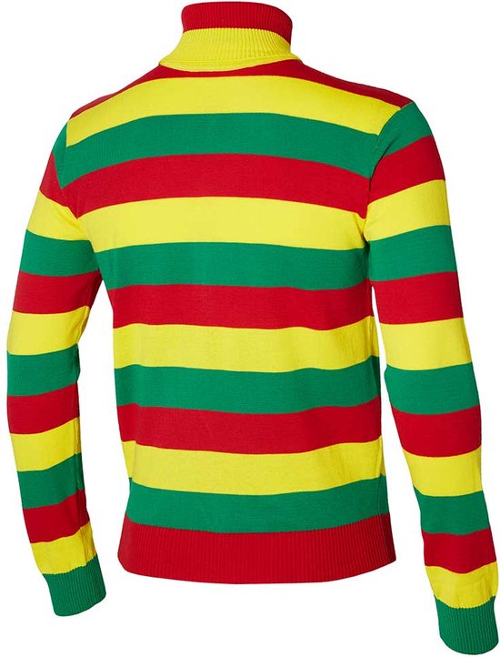 Pull Carnaval Tricoté - Col Roulé - Rouge-Jaune-Vert - Taille M - Déguisements - Carnaval Femme - Déguisements Homme - Limbourg - Apollo