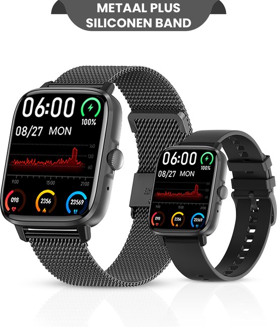 Souiri Smartwatch Heren, Dames en Kinderen - Horloge Voor IOS, Android en HarmonyOS - Met Extra Bandje