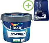 Flexa Powerdek Muurverf - Muren & Plafonds - Binnen - RAL 9016 - 10 liter + Muurverfset 5-delig