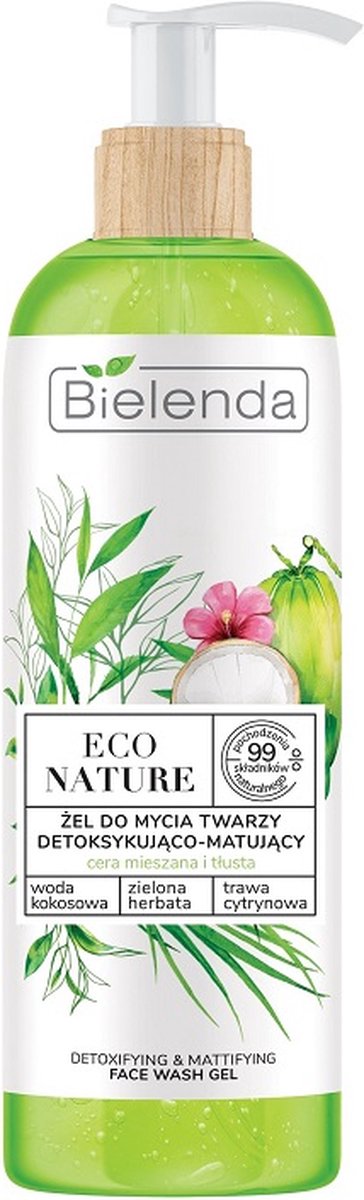 Eco Nature ontgiftende en matterende face wash Kokoswater & Groene thee & Citroengras 200g