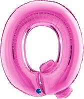 Folieballon 100cm letter Q - fuchsia roze