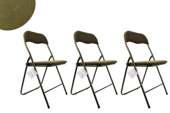 3x Chaise pliante avec hauteur d'assise de 43 cm - Assise et dossier  recouverts de