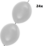 24x Doorknoop ballon metallic zilver 25cm – Link Ballon - festival gala themafeest huwelijk party trouwen