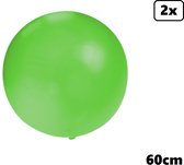 2x Mega Ballon 60 cm groen - Super Ballon carnaval festival feest party verjaardag landen helium lucht thema