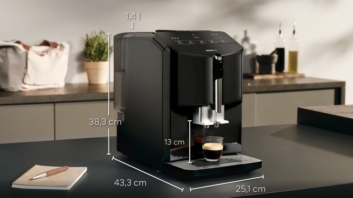 Siemens EQ300 - TF301E09 - Volautomatische espressomachine - 1.4L waterreservoir - Zwart — afbeelding 7