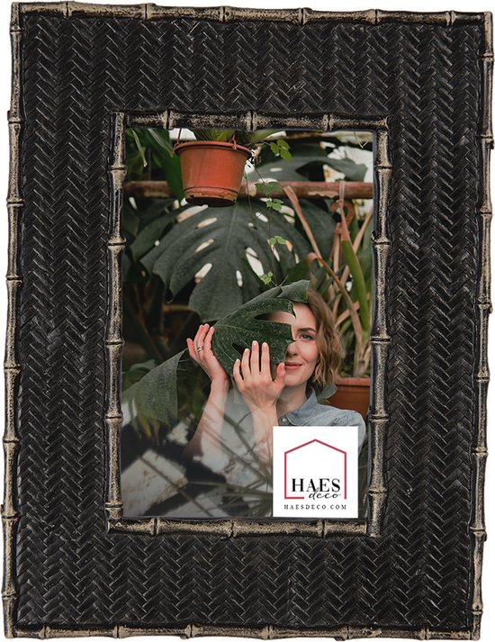 HAES DECO - Fotolijst 10x15 - City Jungle - kleur Zwart, formaat 18x1x23 cm , voor foto 10x15 cm