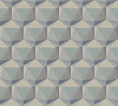 GRAFISCH 3D BEHANG | Retro - blauw beige grijs groen - A.S. Création Nara