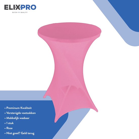 ElixPro - Premium statafelrok roze 1x - ∅80 x 110 cm - Tafelrok- Statafelhoes - Tafelhoezen voor statafel - Staantafelhoes - Extra dik voor een Premium uitstraling
