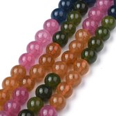 Natuurstenen kralen, Kwarts in tourmalijn kleuren, ronde kralen van 8mm, rijggat 1mm. Per snoer van ca. 38,5cm