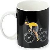 Wielrennen tasFiets Porselein Mok - 300ml Beker wielrennen fietsen Tour de France. Gele trui.
