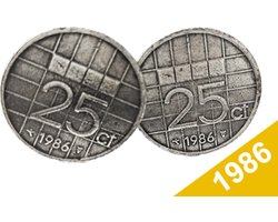 Manchetknopen Kwartje 1986 Verzilverd - Uniek en Stijlvol Sieraad met Jaartal - Cadeau Geboortejaar - Alle Jaartallen Beschikbaar - Doorsnede 1,8 cm